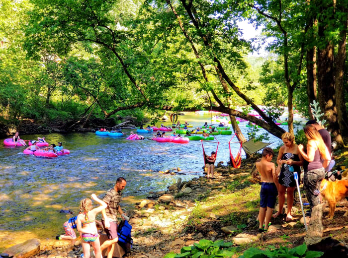 Bear Creek Lodge and Cabins riverfront property on the Chattahoochee River in Helen, Georgia